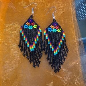 Colorful Beaded Fringe Earrings